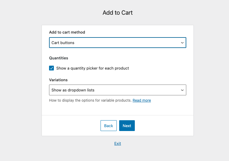 Choose the add to cart method for your table.